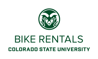 Bike Rentals Colorado State University Logo Stacked Green with Rams Head