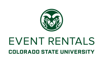 Event Rentals Colorado State University Logo Stacked Green with Rams Head